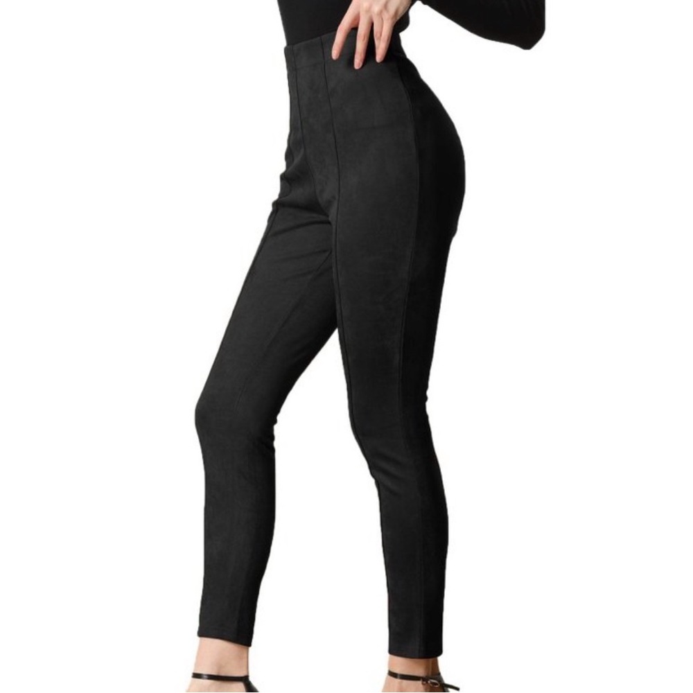 Cato Faux Suede Black Skinny Women's Leggings
